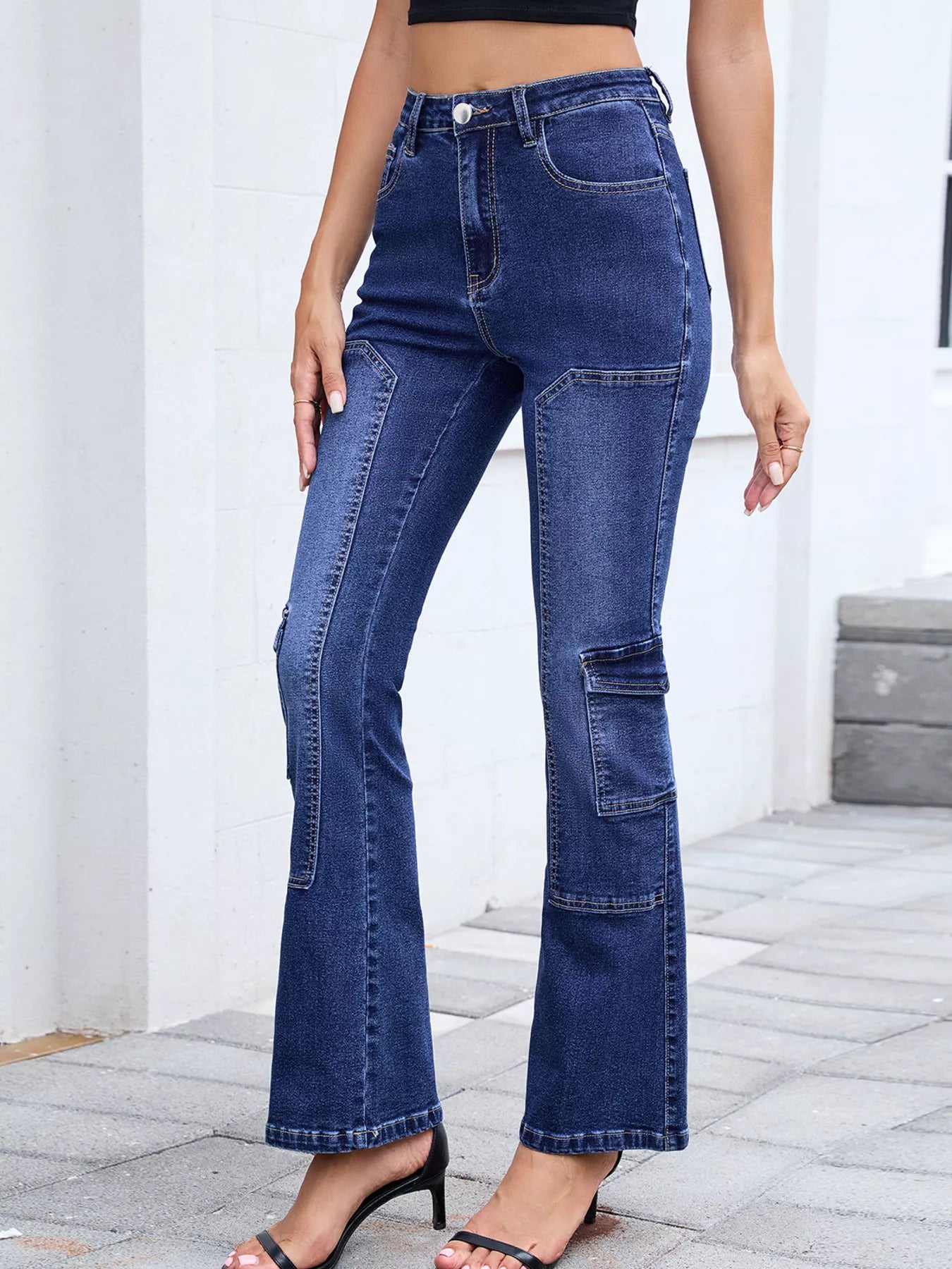 High-waisted bootcut jeans – smooth rayon-spandex blend