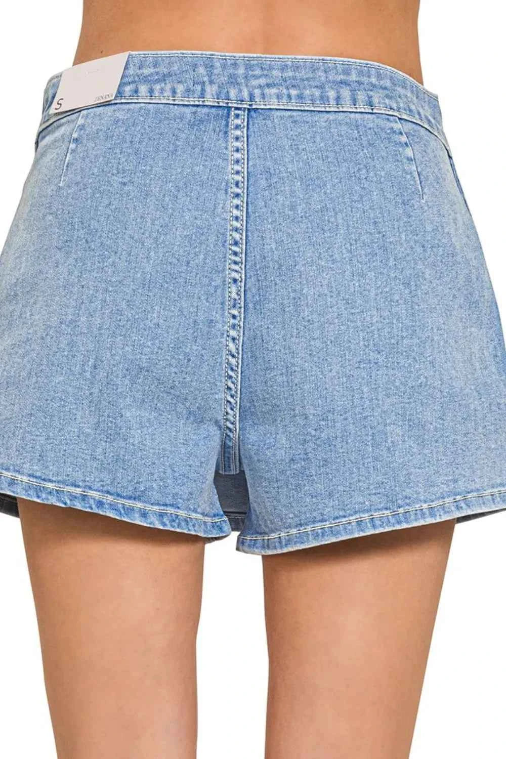 Wrap Denim Mini Skirt - Light Wash, Flattering Fit