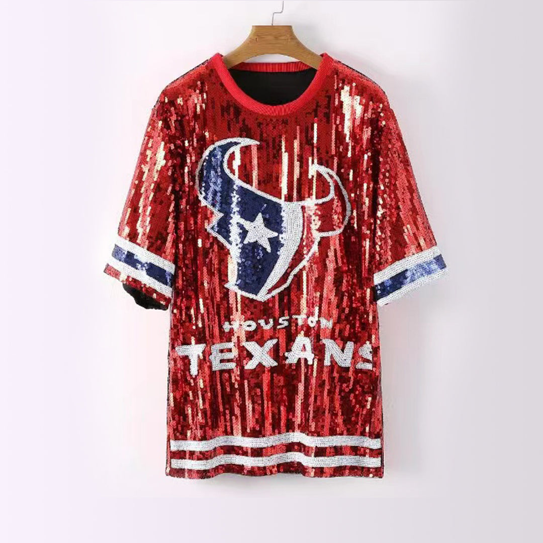 Hipster White Sequins Letter Dress – Glittery Polyester Half-Sleeve for Bold Statements