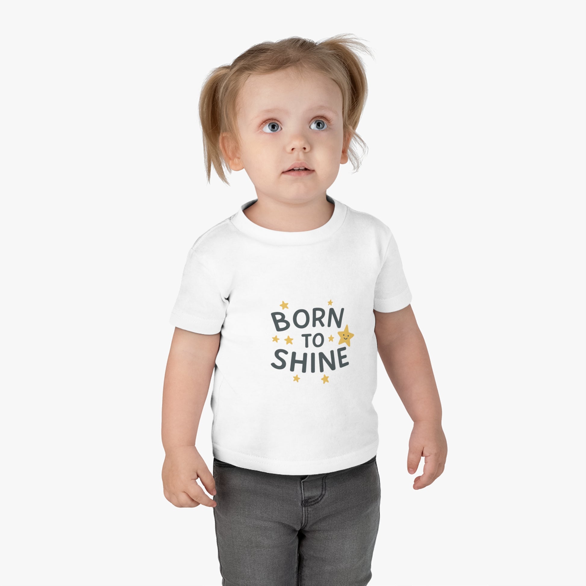 Soft cotton baby tee folded to show front design

