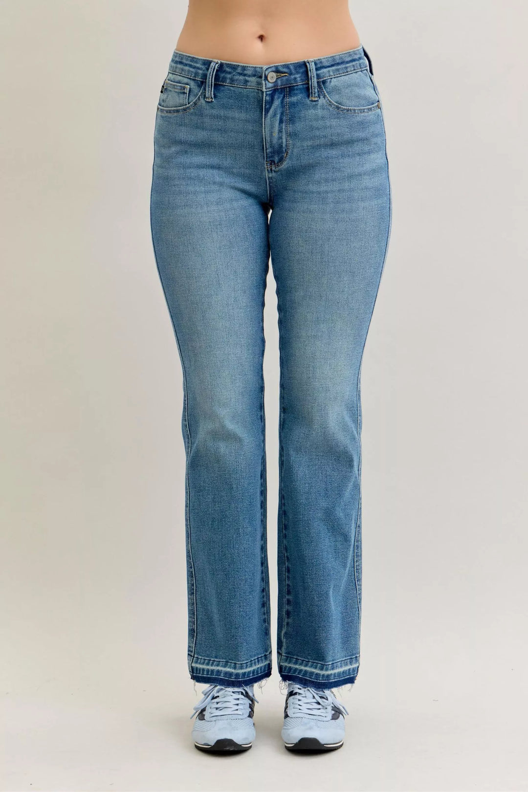Judy Blue bootcut jeans – dress-up heels outfit idea