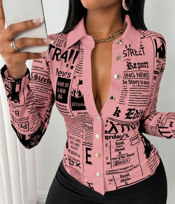 Layered look: button-front long sleeve shirt under denim jacket

