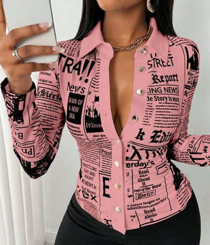 Layered look: button-front long sleeve shirt under denim jacket

