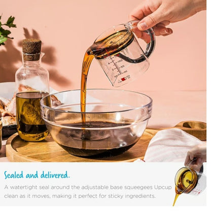 Leak-Proof Base on Adjustable Measuring Cup Preventing Honey Drips 