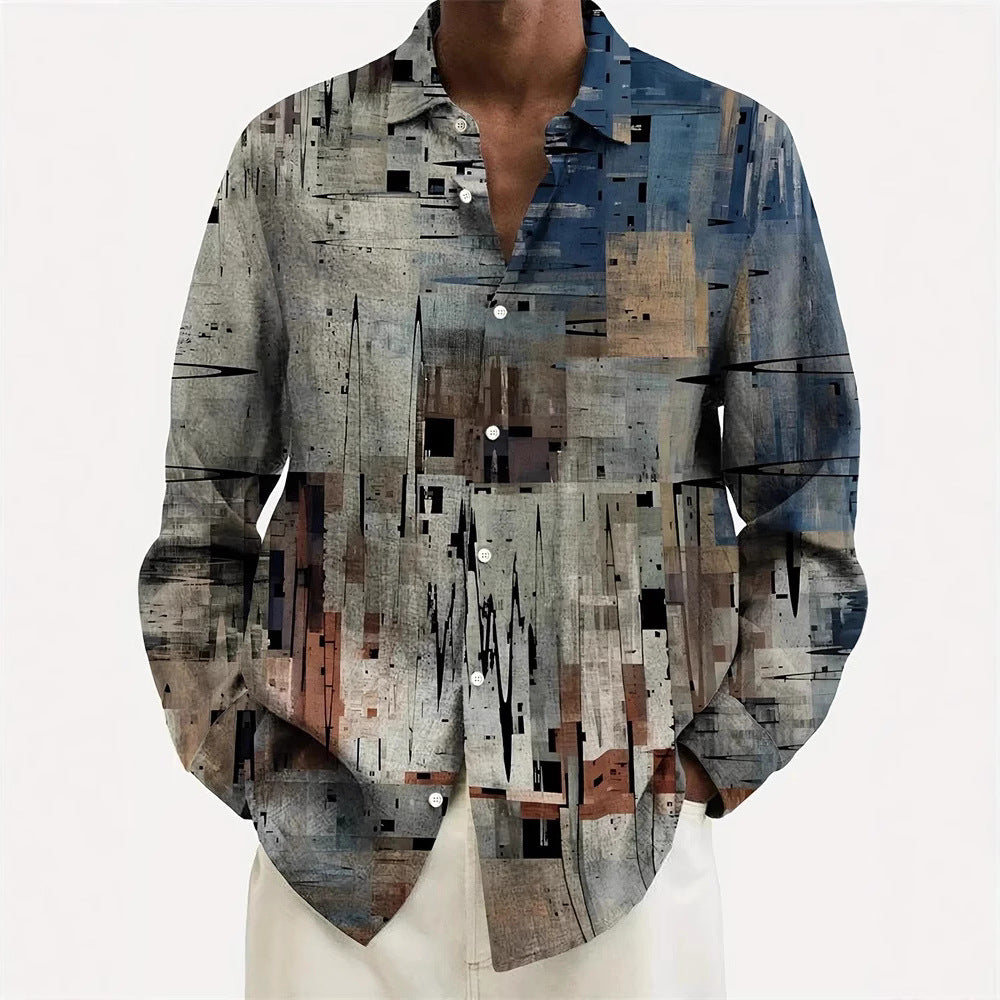 Lifestyle scene: Hawaiian Style Men’s Long Sleeve Shirt worn at beach bar, model sipping coconut drink, showcasing carefree comfort.

