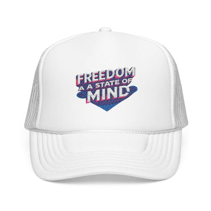 White Freedom Foam Trucker Hat with mesh back