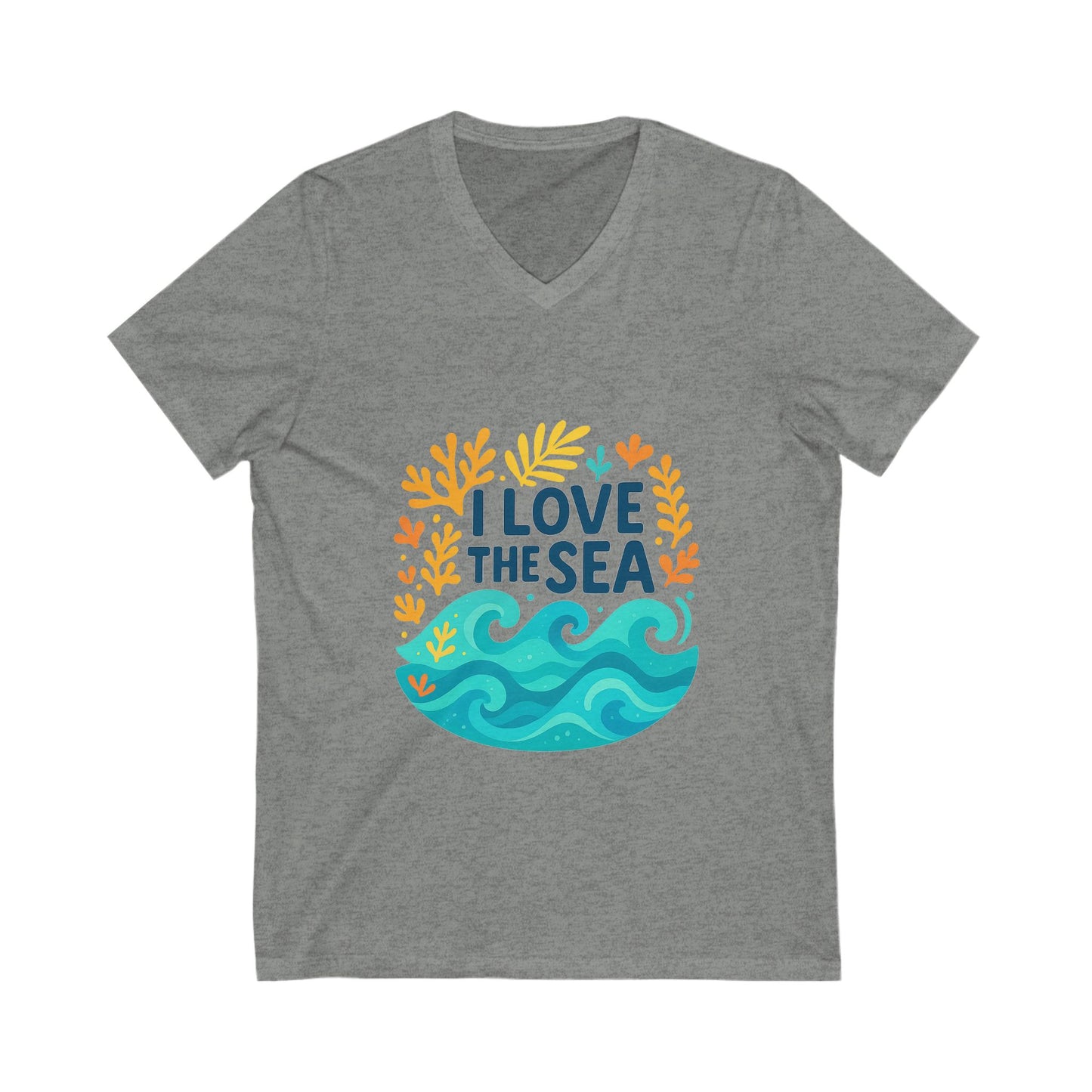 Lightweight cotton v-neck t-shirt styled for ocean lovers and casual summer outfits

