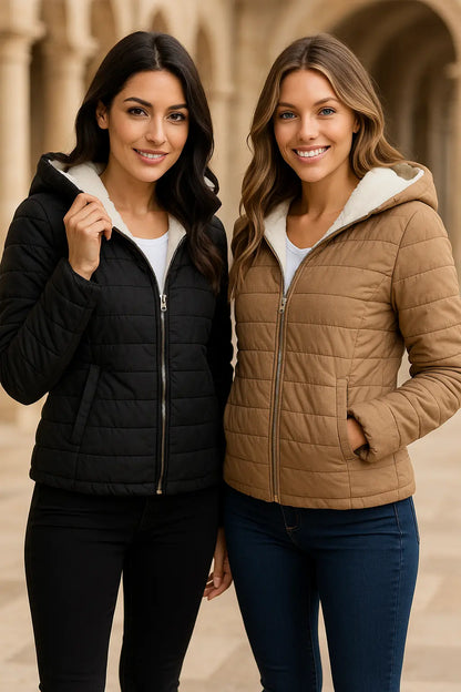 Lightweight women’s padded coat – black short street-style winter fashion