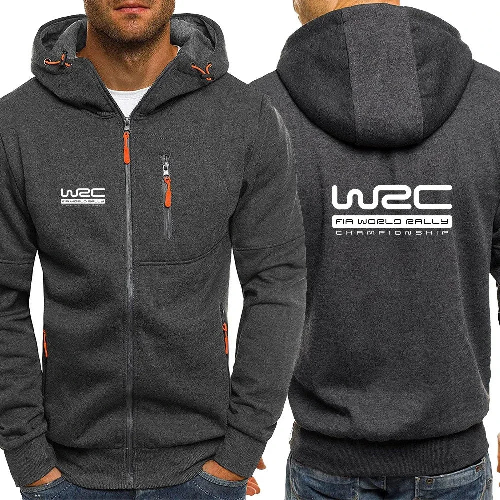 Logo Printing Zoom on High-Quality Men's WRC Hoodie Surface