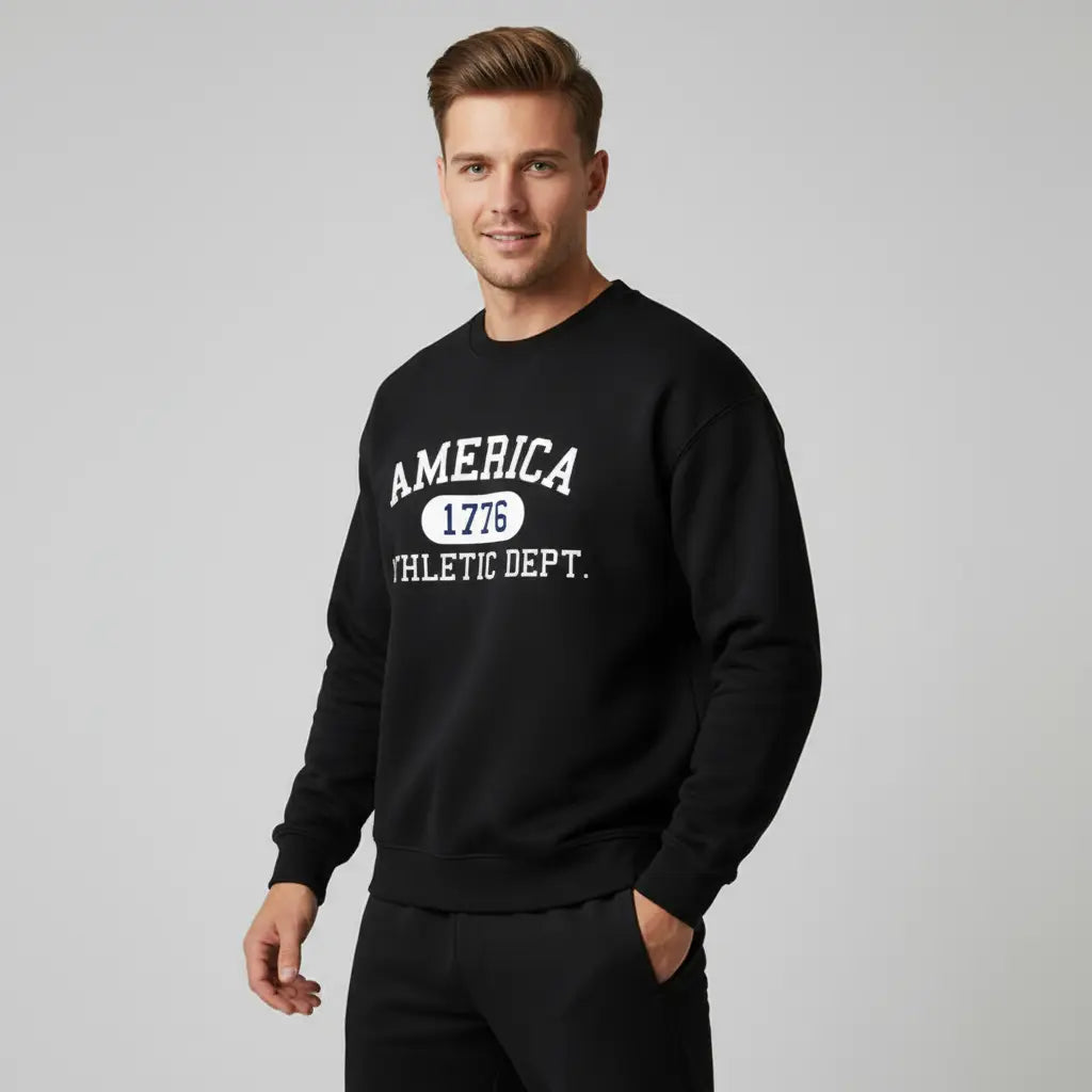 Loose fit streetwear hoodie worn outdoors, autumn setting
