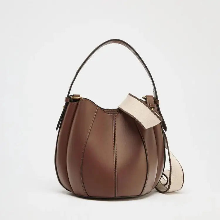 Luxury Bucket Bag – soft PU with hasp closure and zip pocket