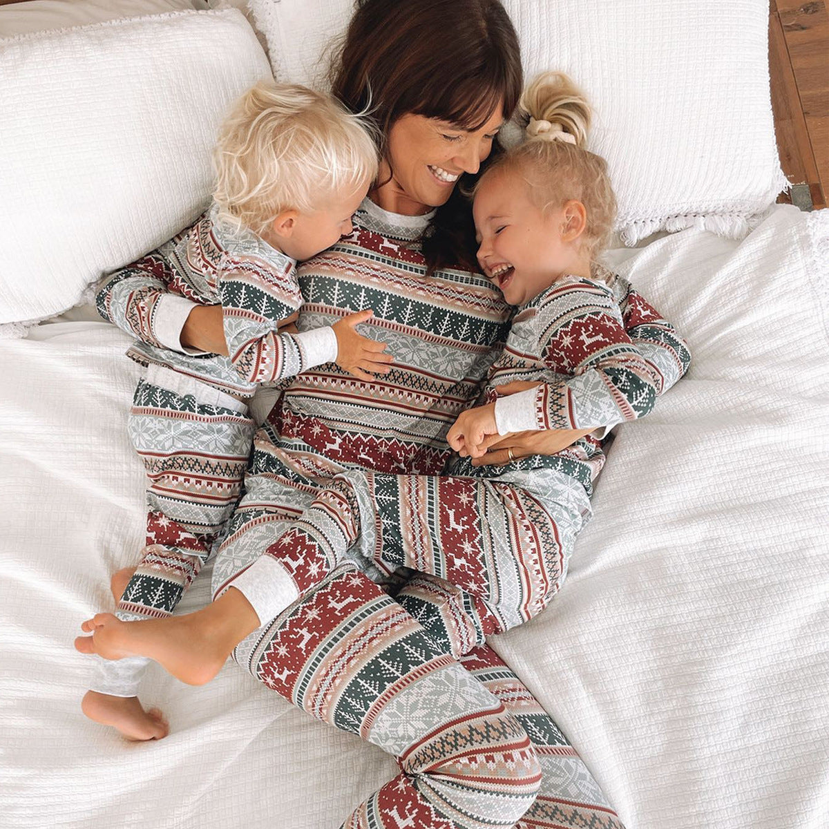 Matching animal-print Christmas family pajamas set