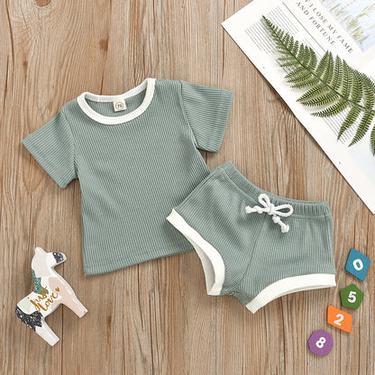 Matching top and bottom in this essential infant two-piece set collection.