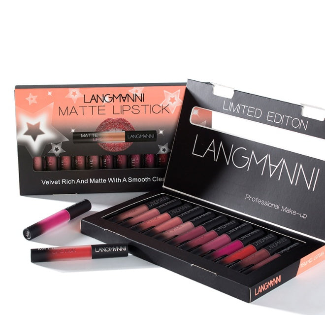 Matte Lipstick Waterproof Long-lasting – 12-Color Set
