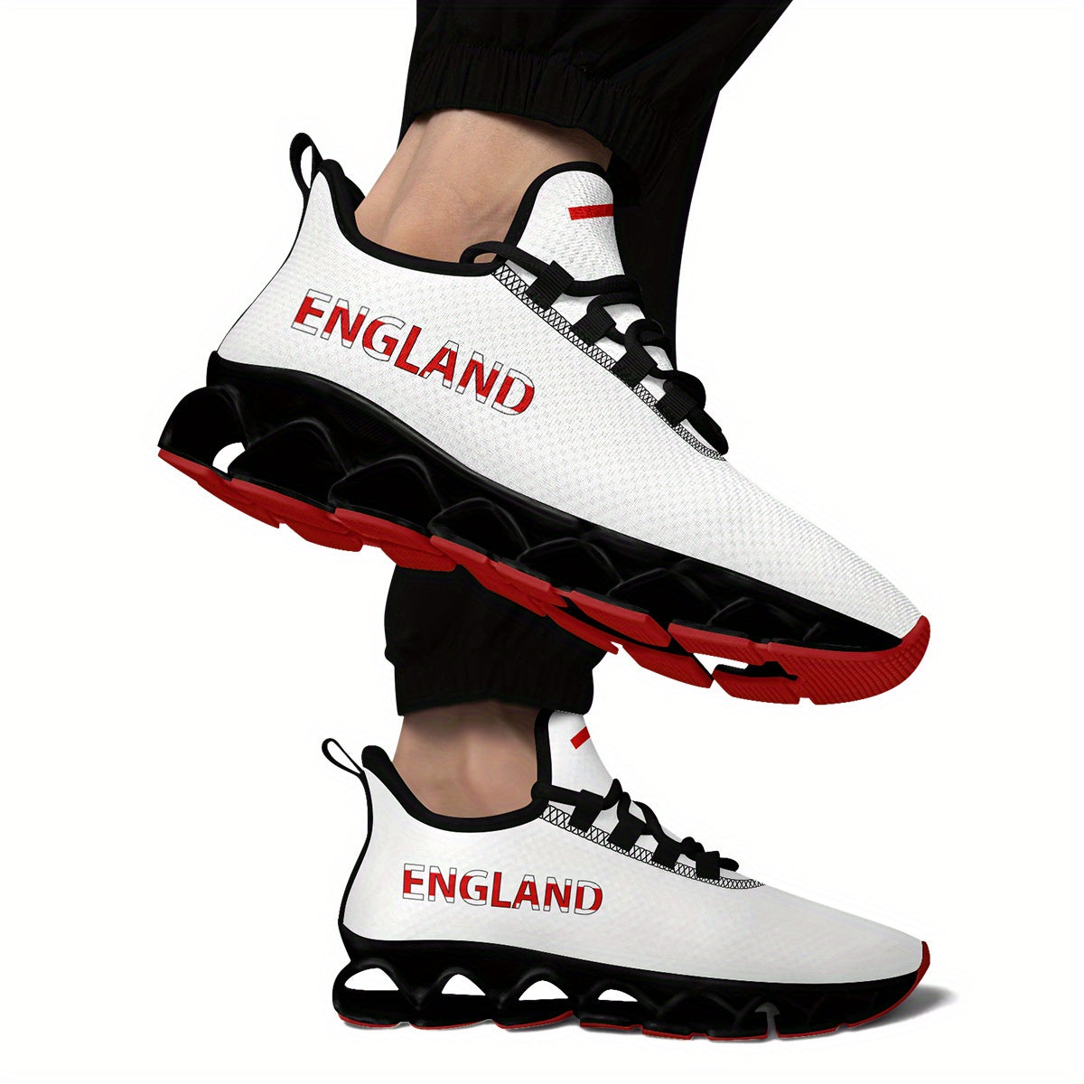 Men's England Flag Sneakers on Urban Walk: Breathable Lace-Up Trainers Built for National Glory