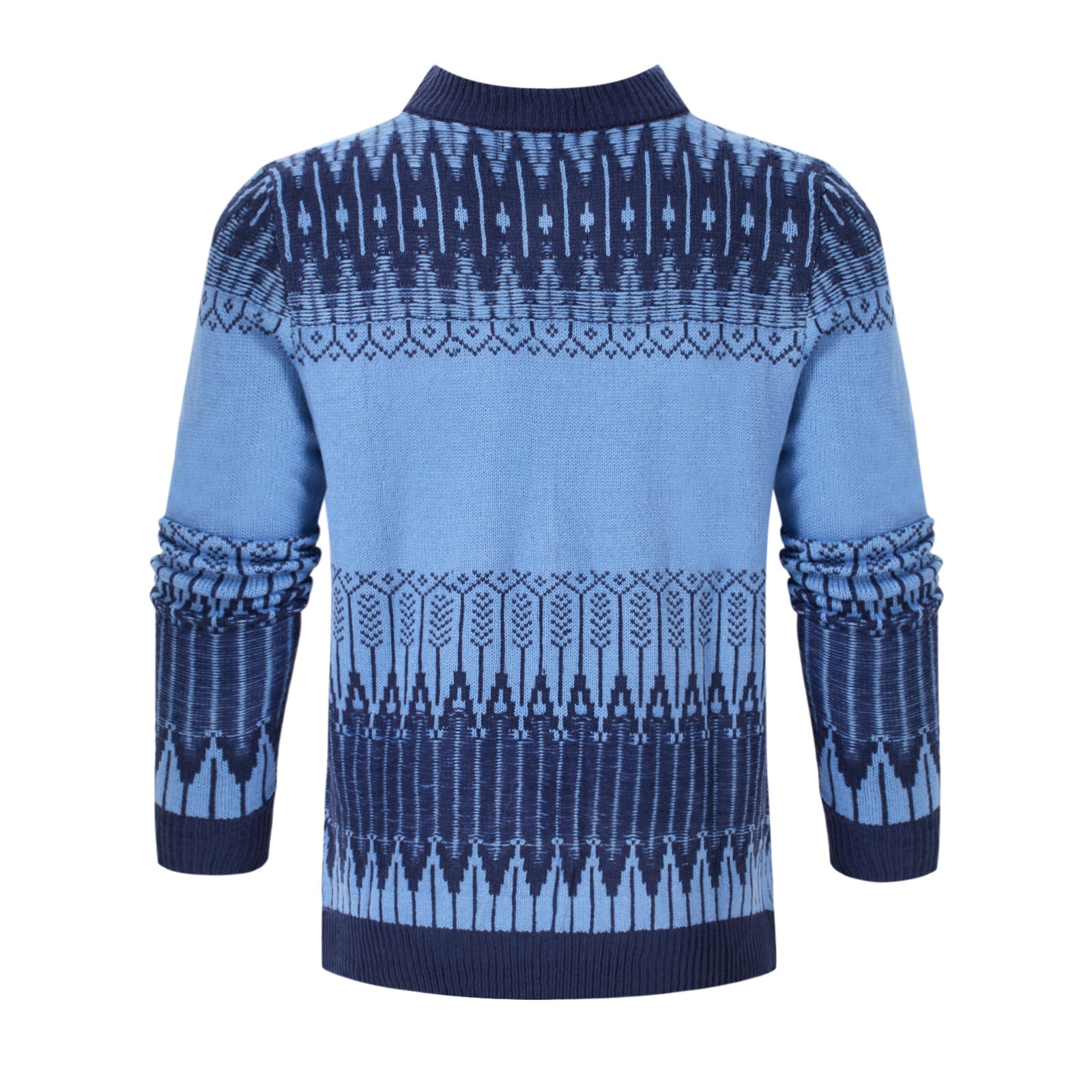 Men’s Knitted Sweater – Close-up of neckline and stitching