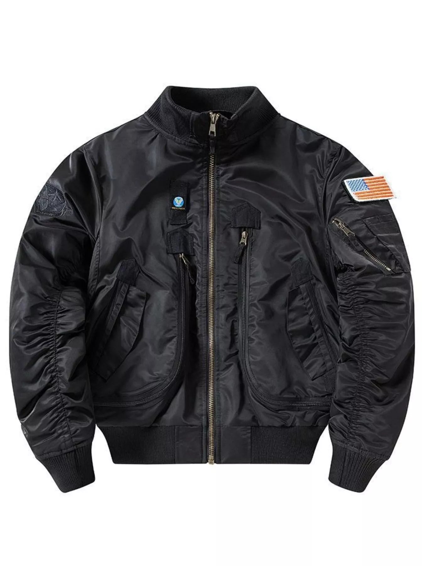 Men’s Plus Size Zip-Up Jacket – Close-up zipper and stitching detail