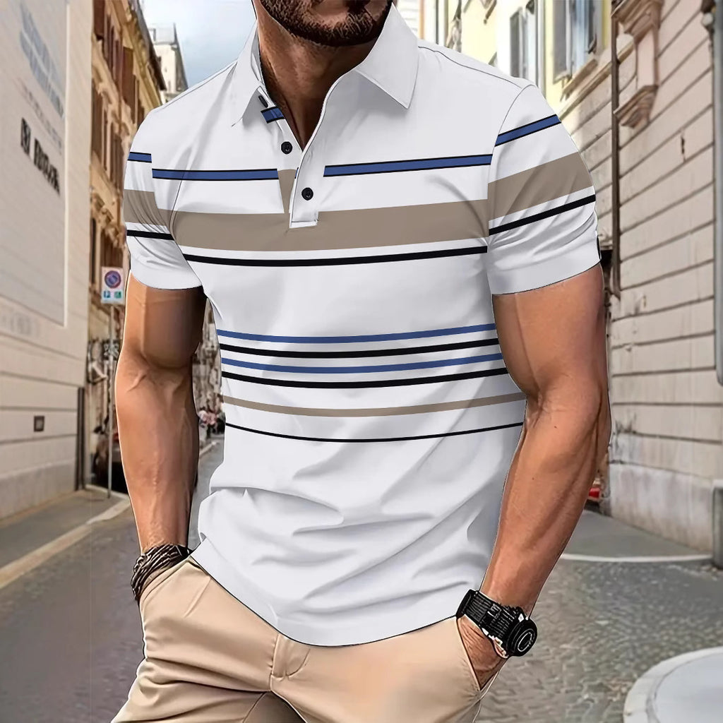 Men’s Striped Short Sleeve T-Shirt – Business Casual