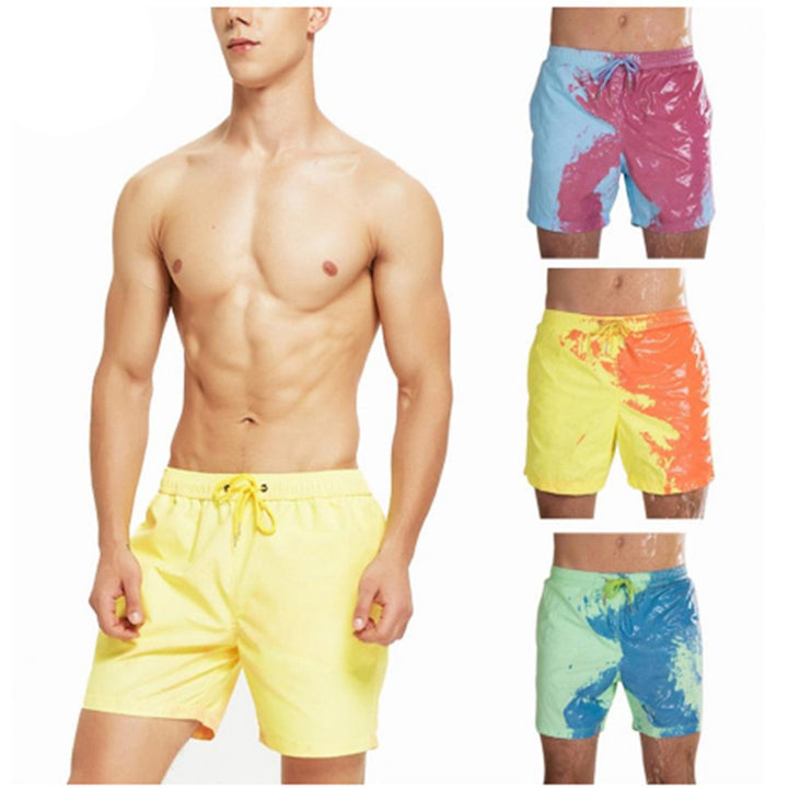 Men’s Color-Changing Beach Shorts – Quick-Dry Swim