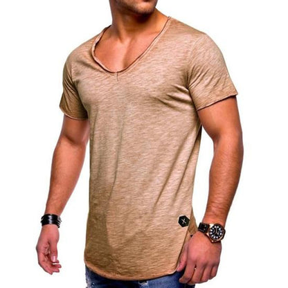 Men’s V-neck Short-sleeved Youth Shirt – Size range S–5XL fit guide overlay