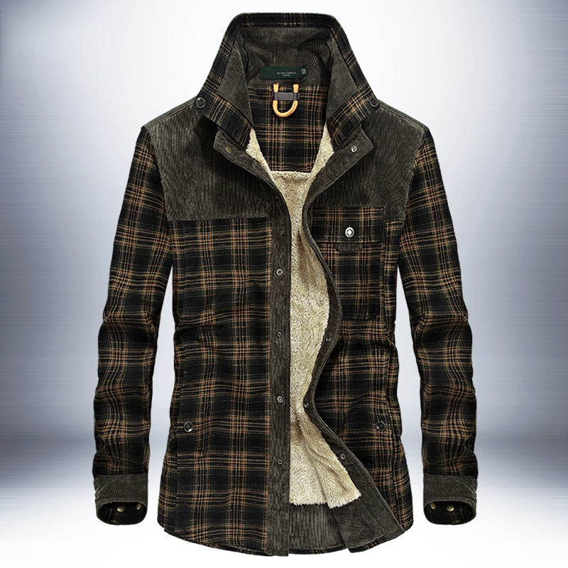 Men’s Winter Fleece Jacket – Zip Layer Under Plaid Shell