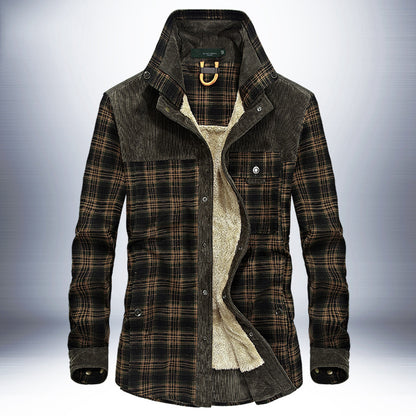 Men’s Winter Fleece Jacket – Zip Layer Under Plaid Shell