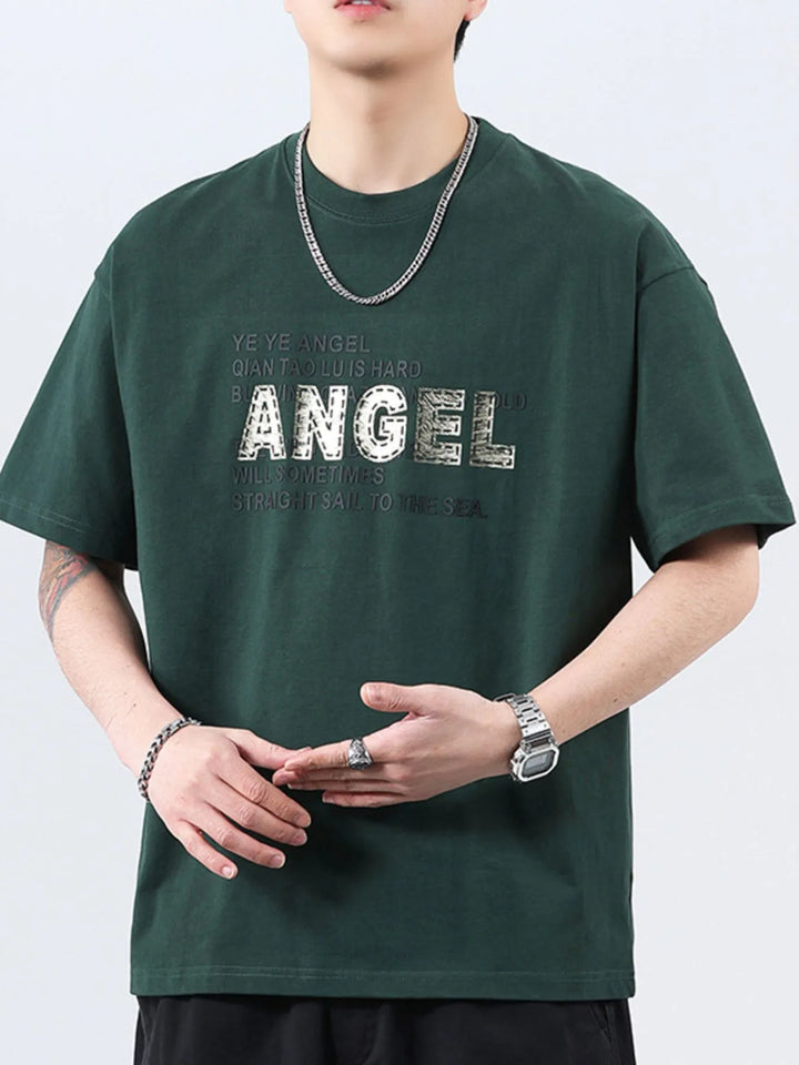 Men’s plus size t-shirt – lifestyle street shot showcasing modern fit, easy comfort and confident style