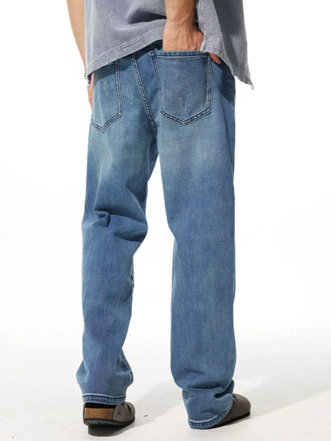 Men’s washed wide leg jeans – slightly stretchy comfort for all-day wear