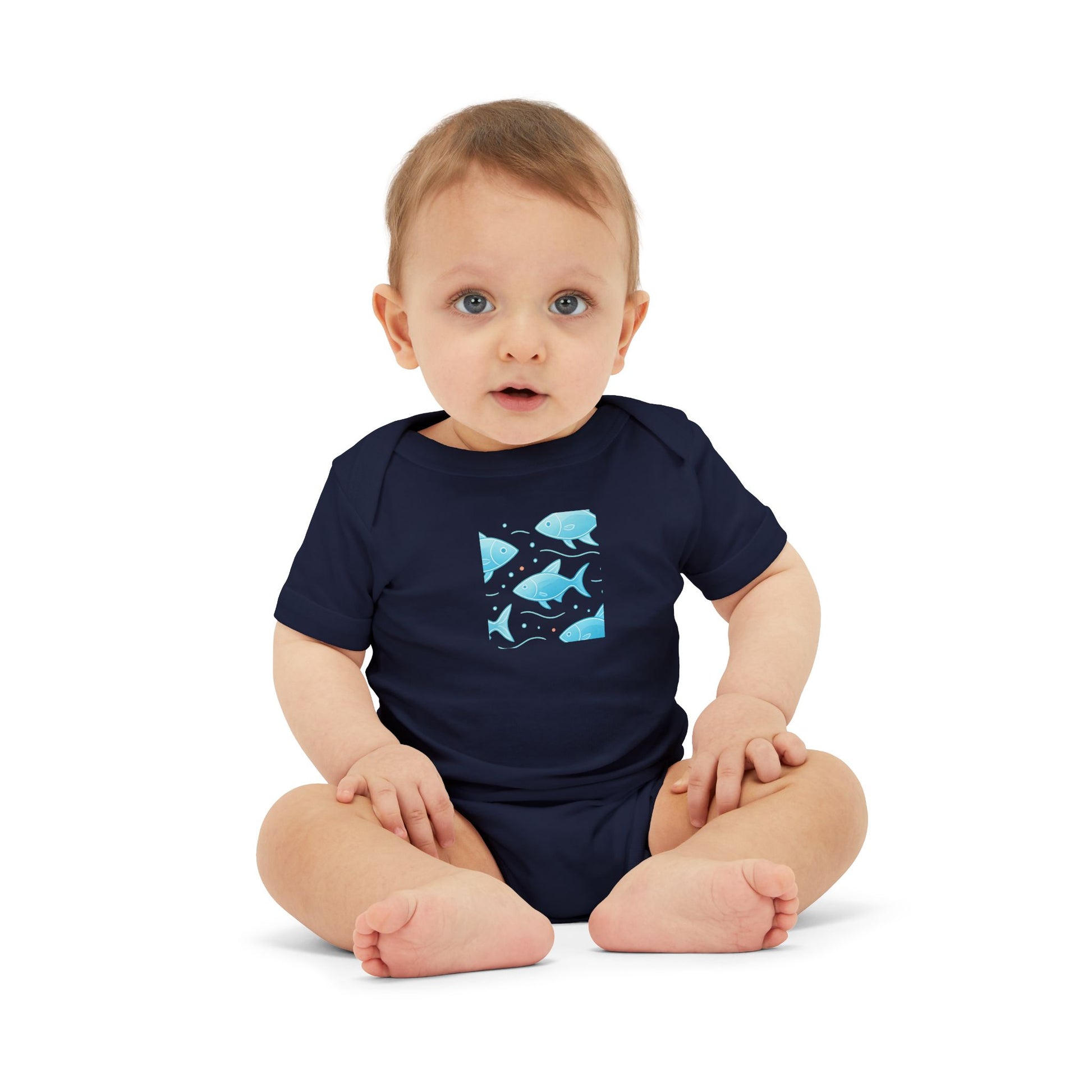Minimal Nautical Baby Bodysuit – Smooth Envelope Neck


