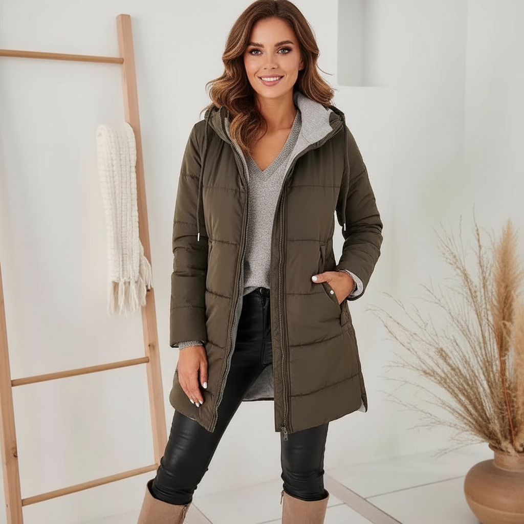 Minimal women’s hooded cotton jacket – breathable cotton blend and smooth lining