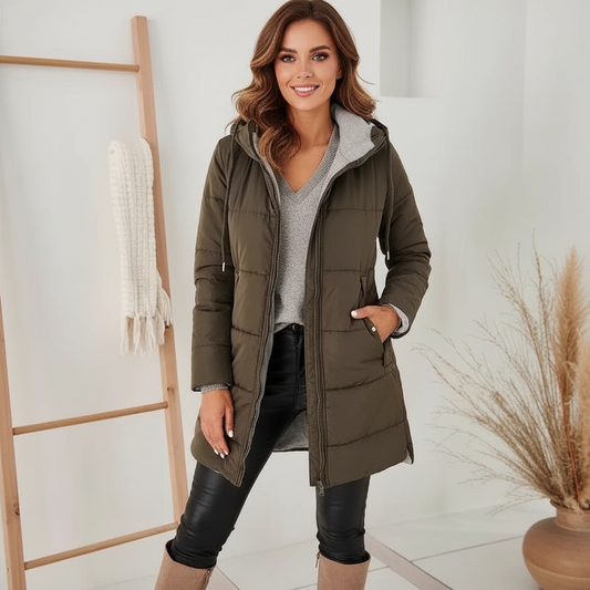 Minimal women’s hooded cotton jacket – breathable cotton blend and smooth lining