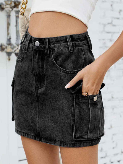 Cargo Denim Skirt with Pockets – Stylish Utility Look