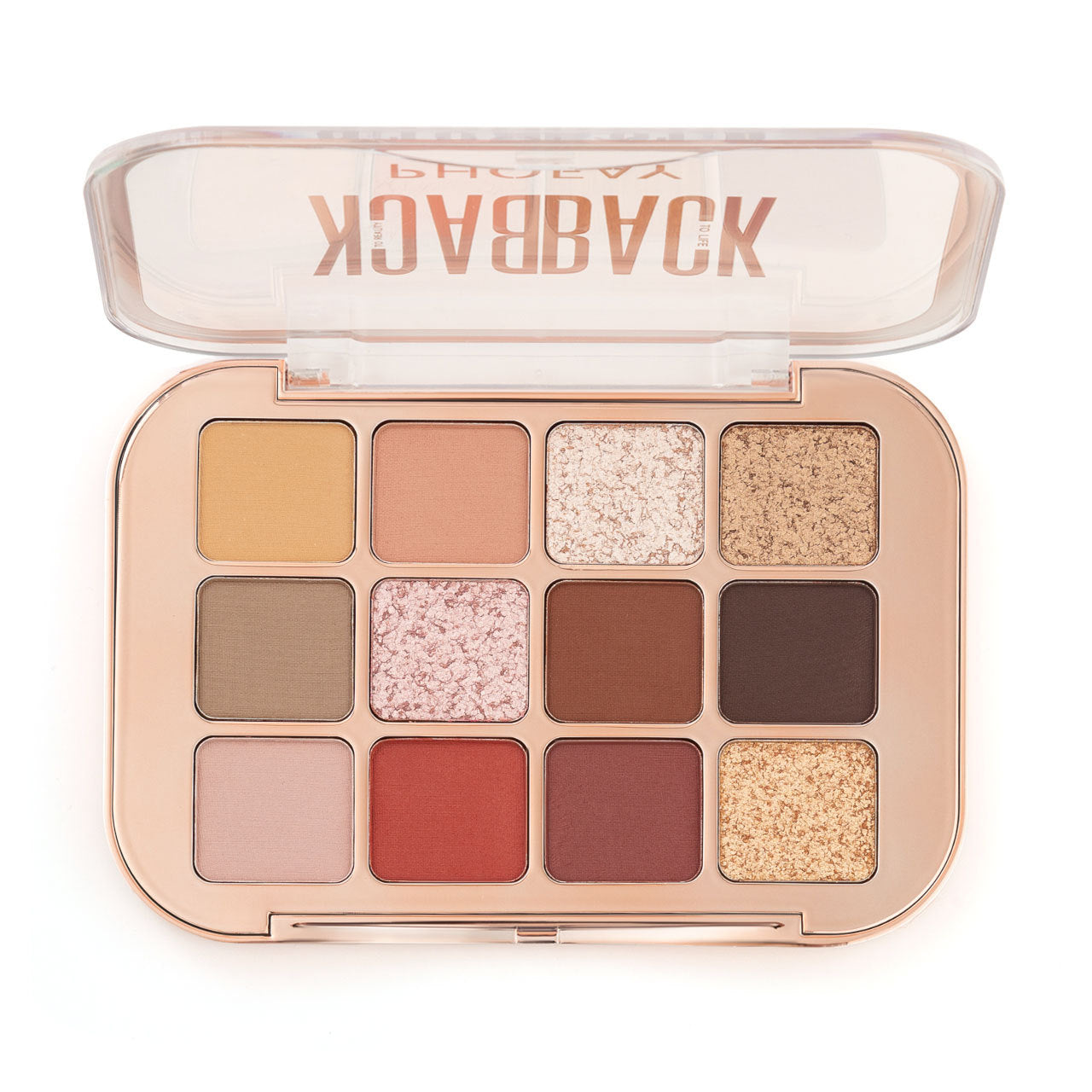 “Model applying warm matte shade from the PHOFAY palette in a soft daytime look”



