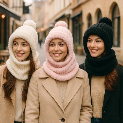 Multifunctional Hat Scarf – cozy acrylic knit with dome crown, unisex Korean style, fast 3–8 day delivery