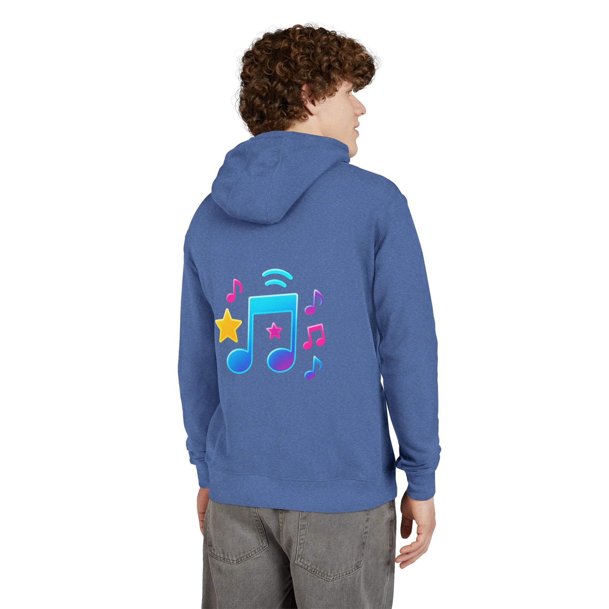 Music Notes Pullover Hoodie with Adjustable Hood

