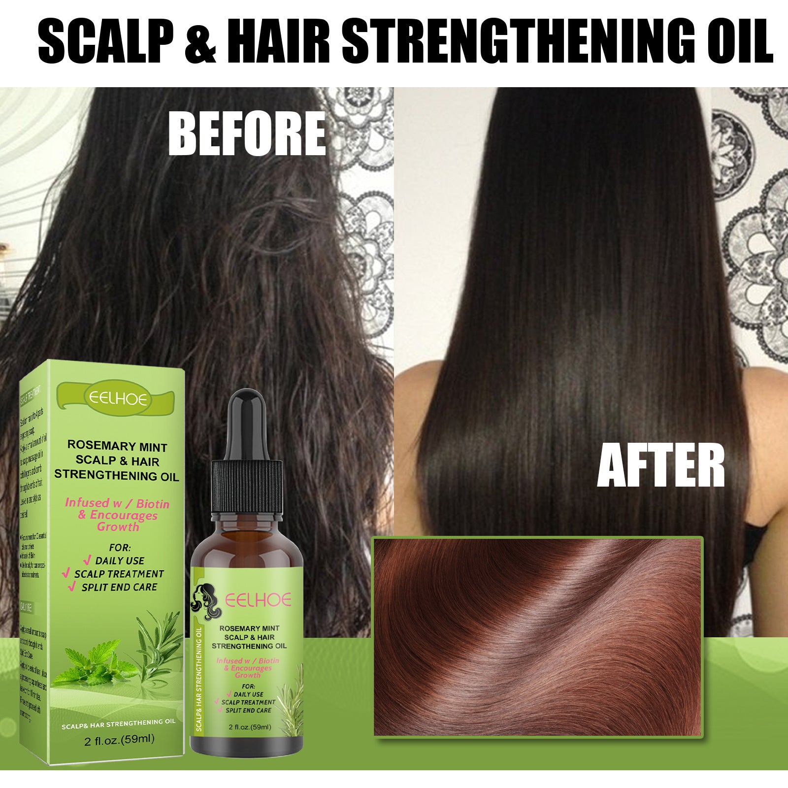 Nourishing Rosemary Mint Hair Growth Oil to prevent hair loss naturally