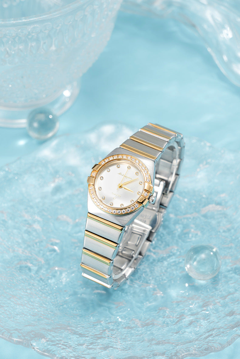 Steel band watch image showing visible product details