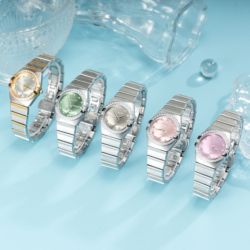 Steel band watch product image showing the overall design