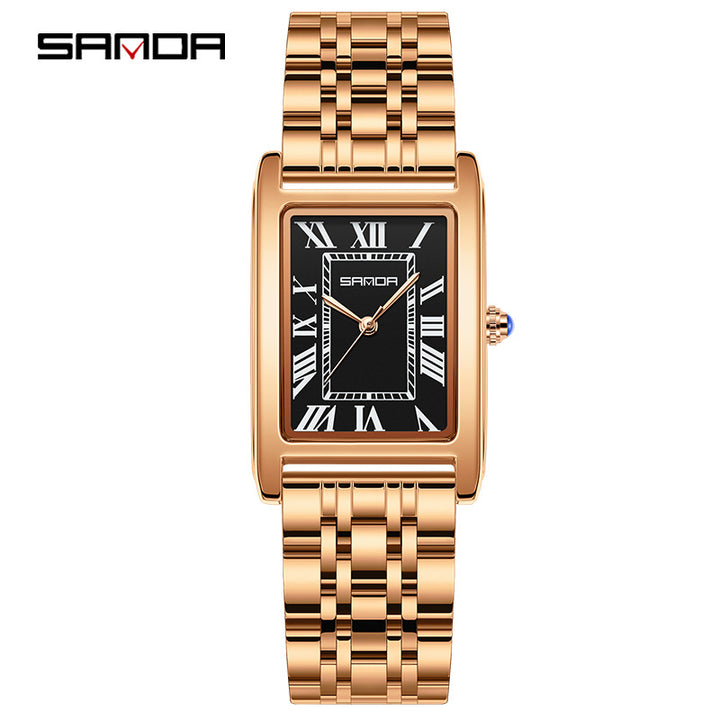 Unisex Square Quartz Watch Roman Dial 30M Daily Styling