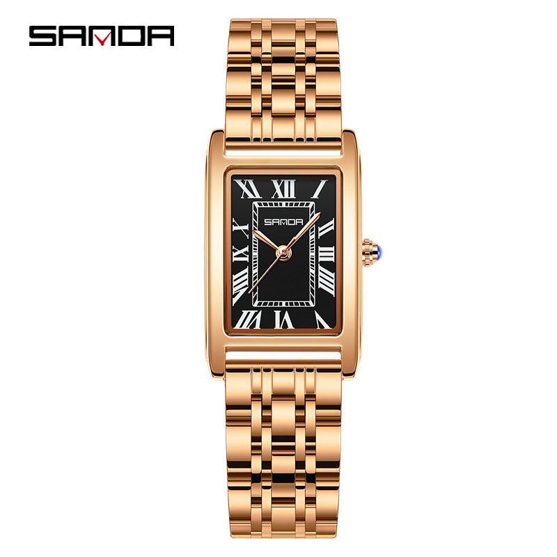 Unisex Square Quartz Watch Roman Dial 30M Daily Styling