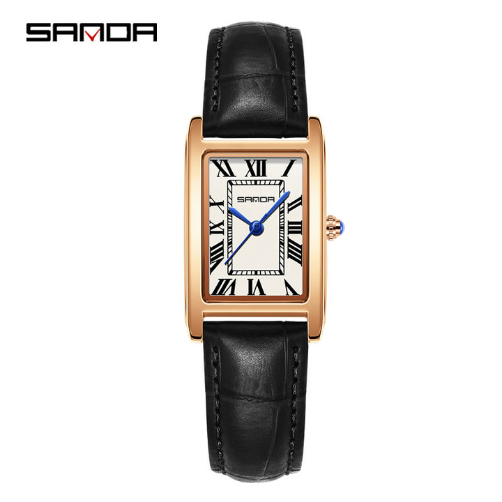 Unisex Square Quartz Watch Roman Dial 30M Daily Styling