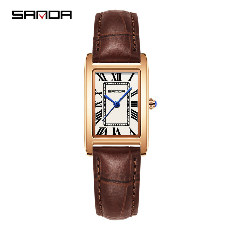 Unisex Square Quartz Watch Roman Dial 30M Daily Styling