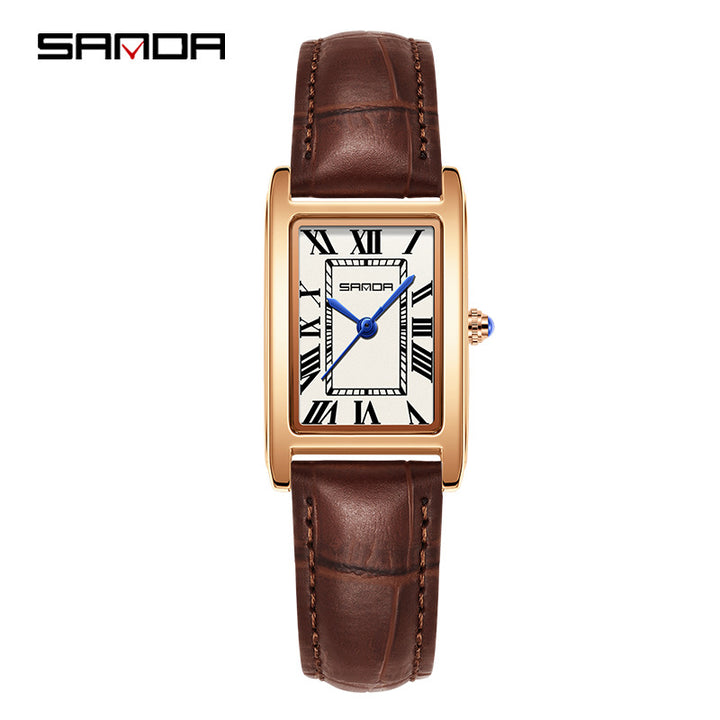 Unisex Square Quartz Watch Roman Dial 30M Daily Styling