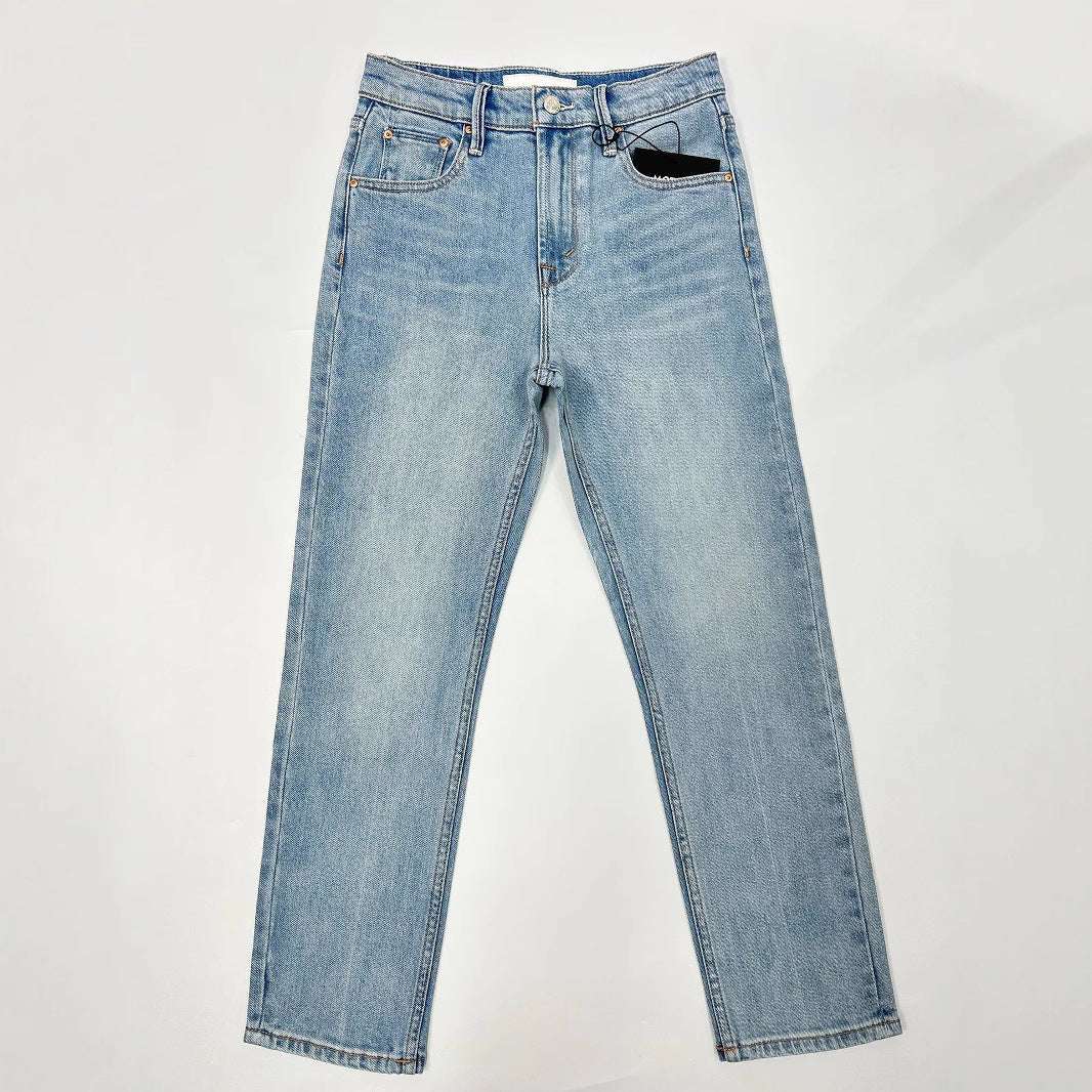 High-Waist Embroidered Cropped Denim Pants – Light Blue - www.PrintOne1.com