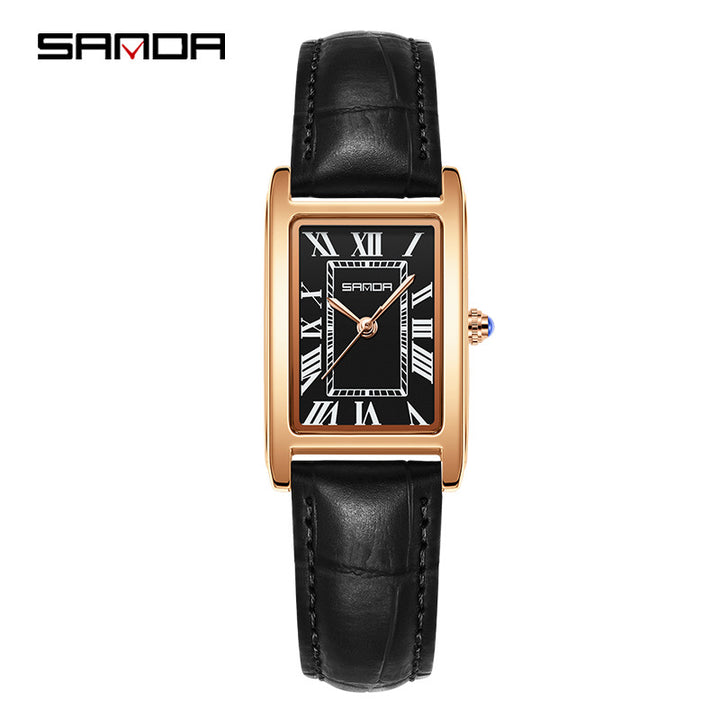 Unisex Square Quartz Watch Roman Dial 30M Daily Styling