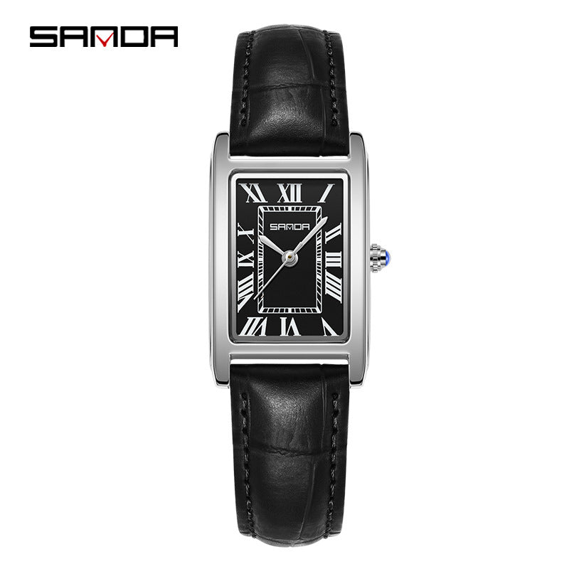 Unisex Square Quartz Watch Roman Dial 30M Daily Styling