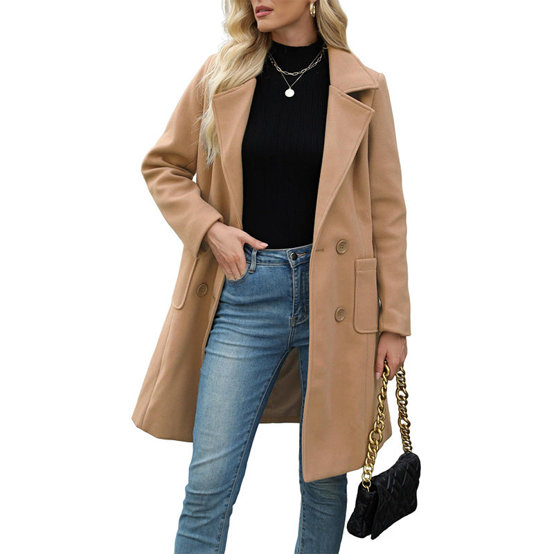 Camel coat front view