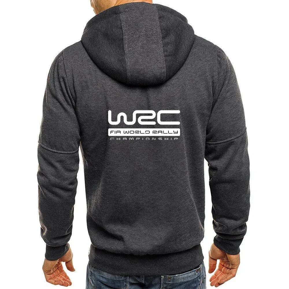 Outdoor Rally Theme Shot of Men's WRC Hoodie in Action