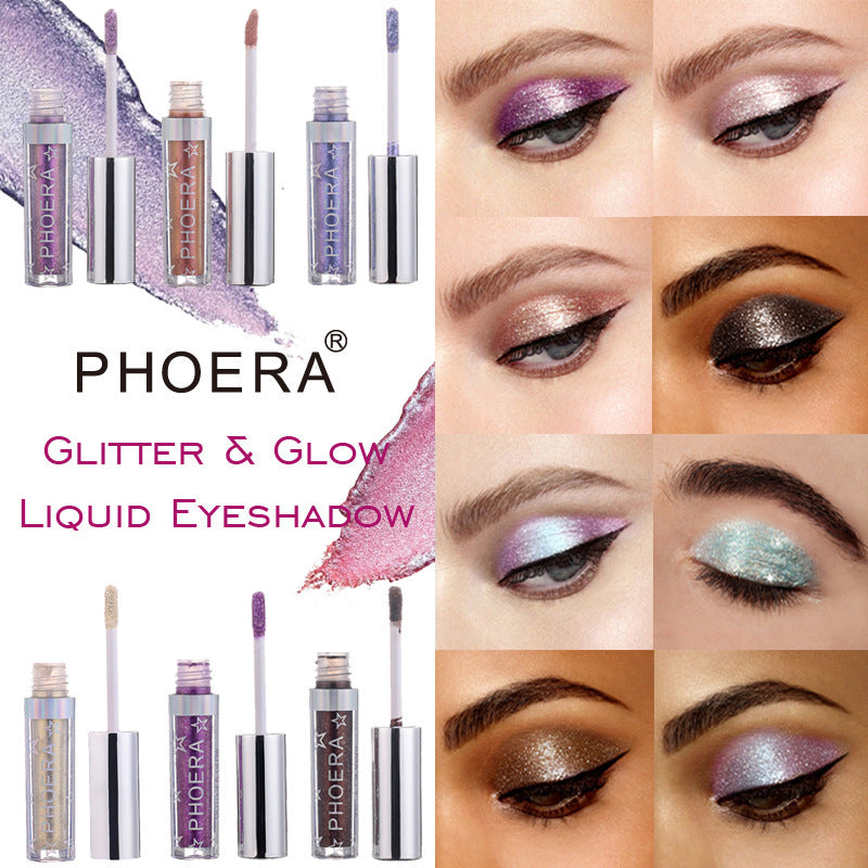 PHOERA Glitter & Glow Eyeshadow – Rich Metallic Shine in 12 Vibrant Shades

