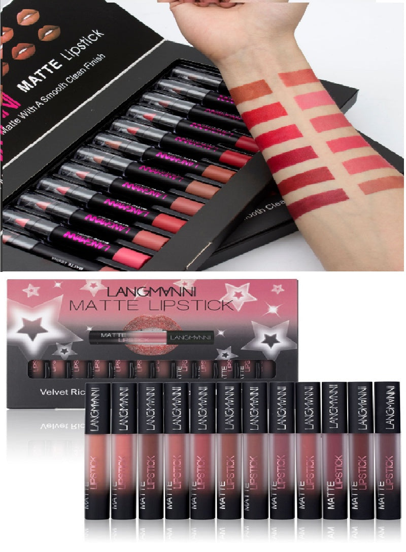 Matte Lipstick Waterproof Long-lasting – 12-Color Set